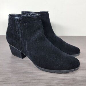 Blondo Valli Waterproof Side Zip Bootie, Black Suede, Womens Size 9 M